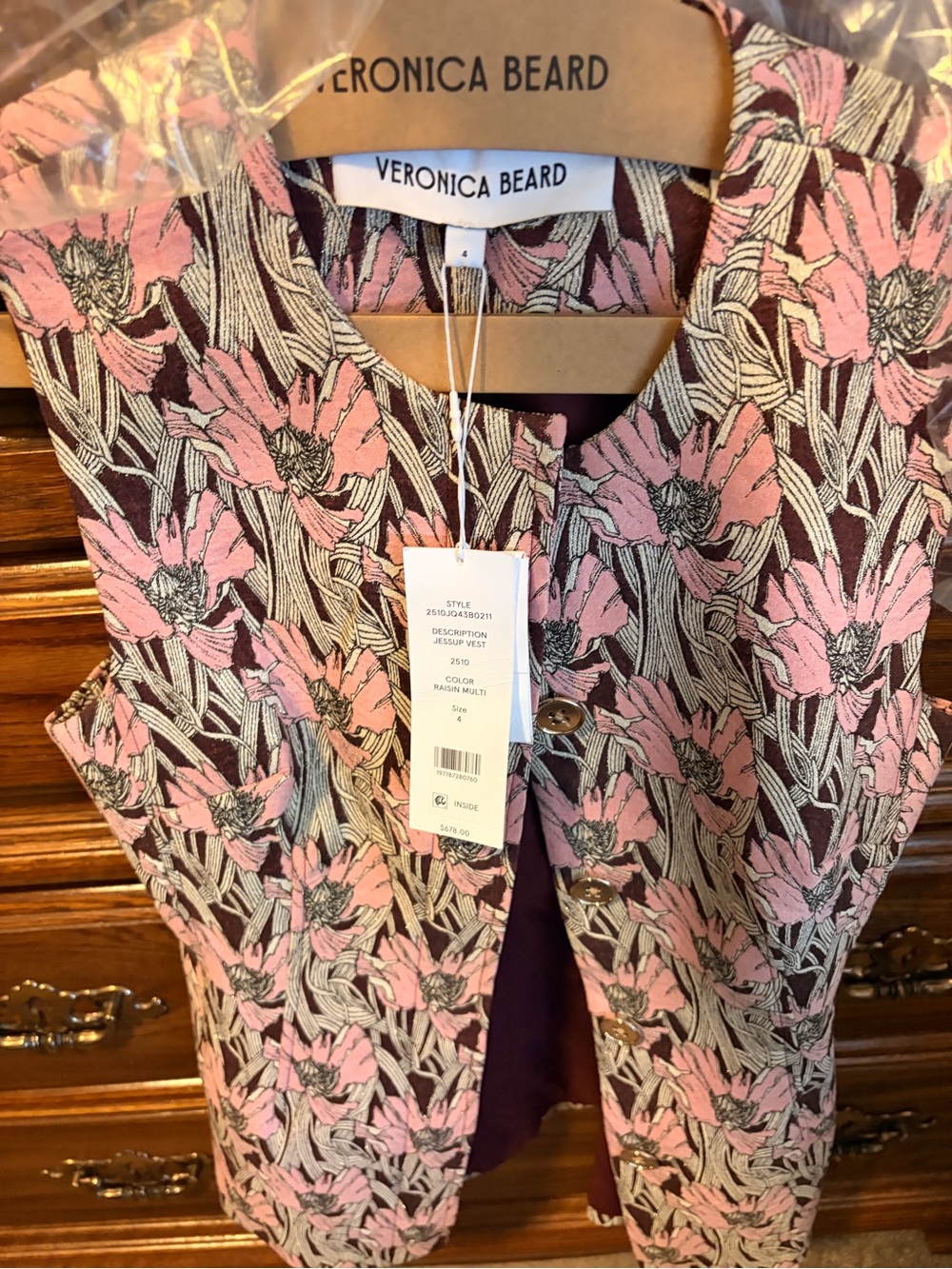 Veronica Beard Jessup floral vest size 4 new with tags - Picture 3 of 5